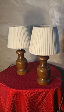 Paire de lampes de chevet de style scandinave en bois 31x16 