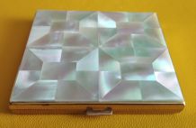 Poudrier ancien Nacré - Miroir bisauté - Vintage