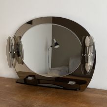 Miroir Veca  2 appliques  et tablettes. Italie. 1970