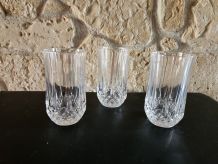 Lot de 3 verres taillés - Style Longchamp, Cristallerie d'Ar