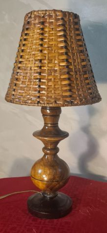 lampe de chevet 1960 style scandinave bois olivier abat jour