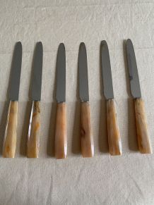 6 couteaux manche corne 