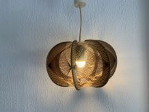 Suspension vintage 1960 scandinave lustre fil et bois - 30 x