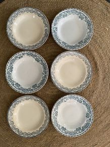 6 assiettes creuses terre de fer Salins et Moulin des Loups.