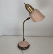 Lampe vintage 1950 style cocotte rose dorée bureau - 43 cm