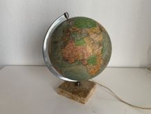 Globe vintage 1960 terrestre verre Perrina marbre mappemonde