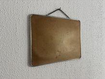 Miroir vintage 1960 barbier coiffeur carton chainette - 29 x