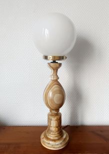 Grande lampe oeuf onyx et opaline 60 cm 
