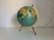 Globe vintage 1969 terrestre tripode verre Taride mappemonde