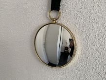 Miroir vintage 1960 oeil de sorcière vert - 20 x 67 cm