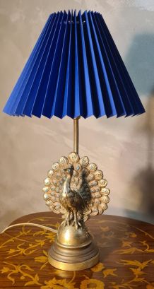 lampe paon acier et laiton style art nouveau,40x22 