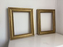 Paire de cadres bois dorés anciens pour tableau ou estampe -
