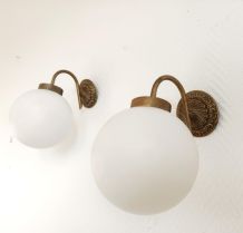 Paire d'appliques col de cygne doré 