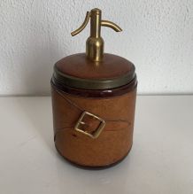 Porte-cigarettes vintage 1960 cuir doré boîte siphon soda - 