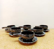 Six tasses à café vintage Sars Poteries 1960