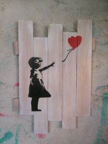 Peinture sur bois de palette street art - style Banksy -