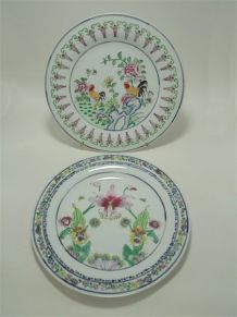  Set de 2 assiettes en porcelaine chinoise 