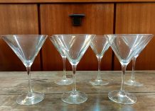Six verres à cocktail martini Cristal d'Arques 