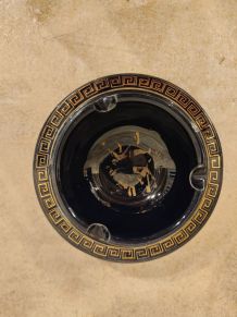 Cendrier vintage noir et doré – style grec