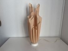 Lampe  vintage 1970 Athéna Georgia Jacob drapée saumonée - 5