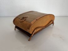 Distributeur cigarettes vintage 1960 boîte rideau bois cuivr