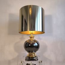 Magnifique grande lampe italienne 1960 céramique / or 