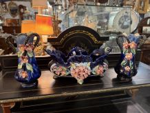 Garniture de cheminée en barbotine