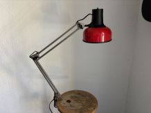 Lampe vintage 1970 architecte Lival P12 Finlande rouge acier