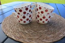 Lot de 4 tasses à pois Digoin Sarreguemines