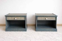 Paire de chevets en rotin vintage style Maugrion 