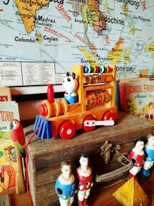 Boulier Abacus Train bois vintage | Jouet ancien enfant 