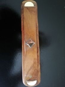 Plumier D'écolier En Bois Et Laiton Ancien 