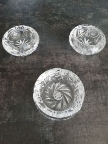 Lot de 3 cendriers en cristal de Pologne