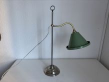 Lampe vintage 1920 monix métal nickelé tôle vert sauge - 50 