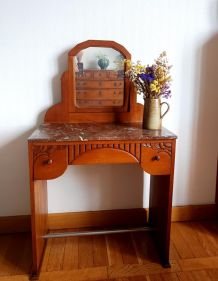 Coiffeuse art déco bois et marbre 
