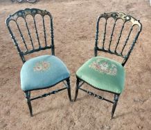 Paire ce chaises Napoléon 3 Brodées