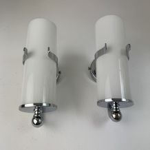 PAIRE D’ANCIENNES APPLIQUES EN OPALINE « DELMAS »  VINTAGE