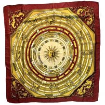 Foulard Carré Vintage En Soie Fine - 42 X 42 Cm - Jaune - Neuf Sans étiquettes
