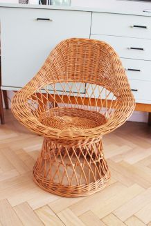 Fauteuil en osier vintage pas cher 
