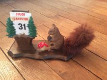 Calendrier perpétuel écureuil et champignons vintage et rétro