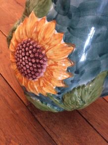 Pot "tournesol" en céramique vintage