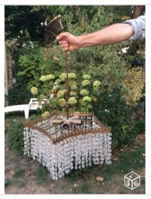 Lustre à pampilles de verre rare forme étoiles