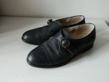Derbies monk vintage bleu gris cuir véritable GUMA
