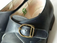 Derbies monk vintage bleu gris cuir véritable GUMA