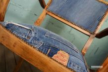 CHAISE BRIDGE "RAFAELA" assise et dossier restaurés jean's Levis 501