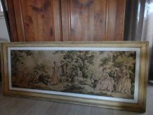 tapisserie ancienne sur bâti bois (136X46) + encadrement