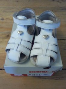 Sandales premiers pas - cuir blanc Orchestra - taille 19