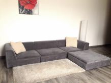 Canapé d'angle modulable - Tissu gris - Comme neuf