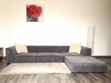 Canapé d'angle modulable - Tissu gris - Comme neuf