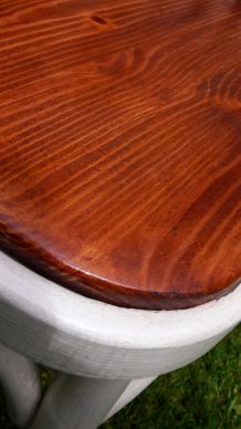 Chaise Bistrot vintage bois patiné, assise bois naturel vernis 